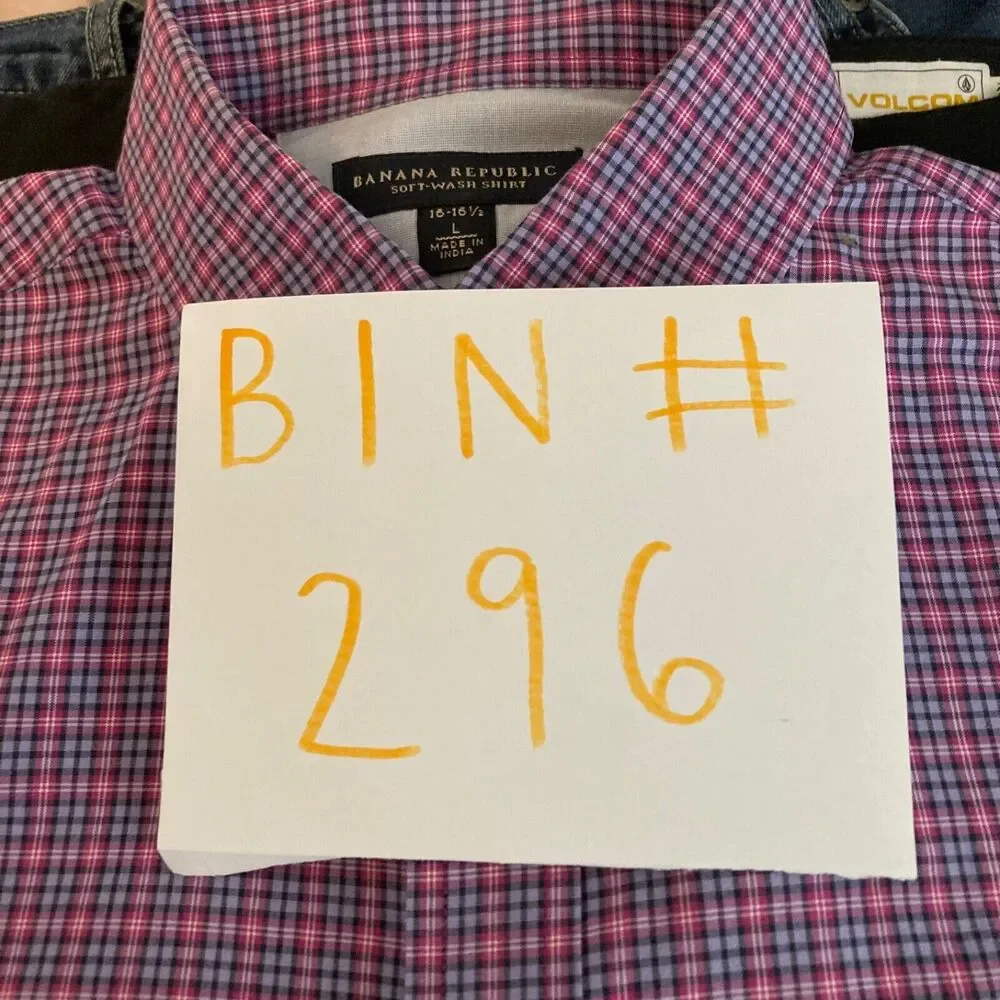 Banana Republic Shirt Mens Sz L‎ Pink Blue Plaid Button Up Long Sleeve Cotton